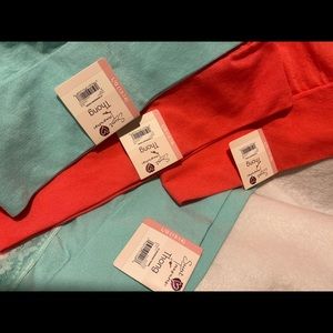 Brand New Thong Panty (4) pair teal/coral L 12/14